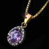 Amethyst Pendant with Gold Chain